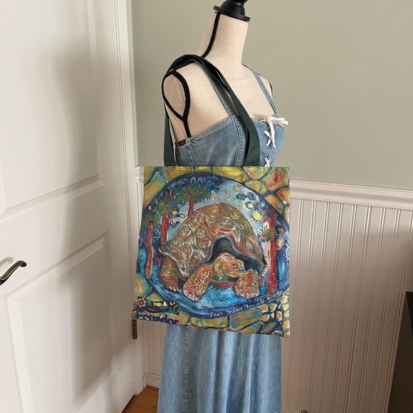 Heavy Duty Large Tote Bag of Galapagos Tortoise NEW - Picture 2 of 9